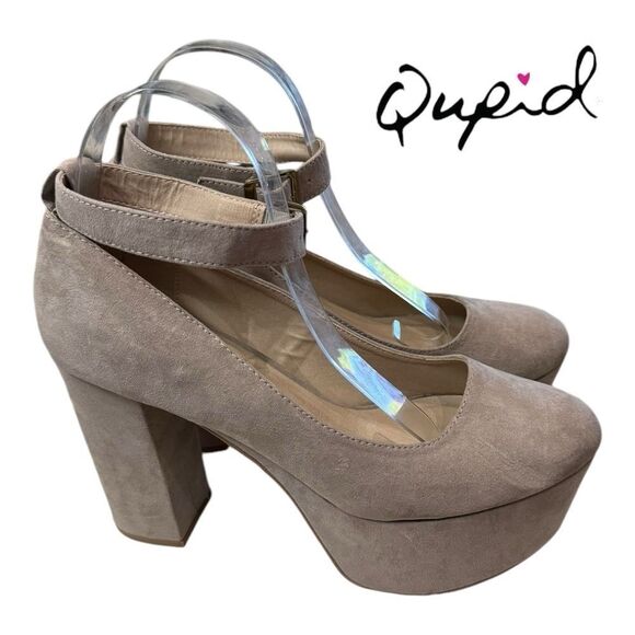 Qupid Nala Women's Closed Toe Platform Chunky Heel Suede Sandals 9 - Picture 2 of 7